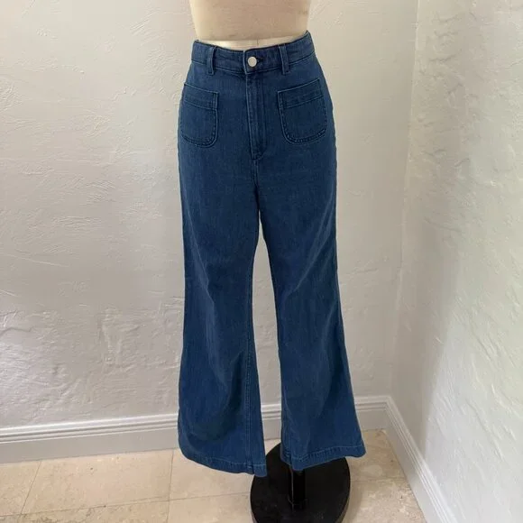 & OTHER STORIES High Waisted Wide Leg Flared Jeans. New Blue 28 - Picture 9 of 13